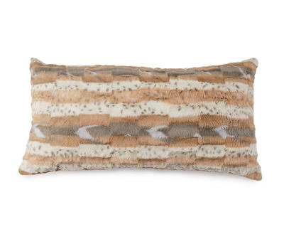 Gray, Tan & White Patterned Stripe Body Pillow
