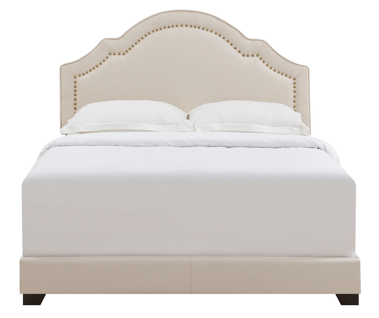 Linen Beige Scalloped Upholstered King Bed Big Lots