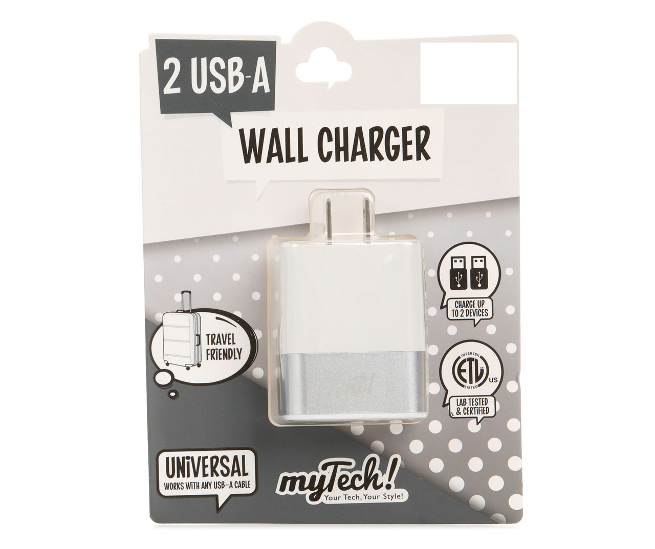 White Metallic Dual Port USB Wall Charger