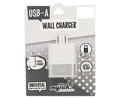 White Metallic USB Wall Charger