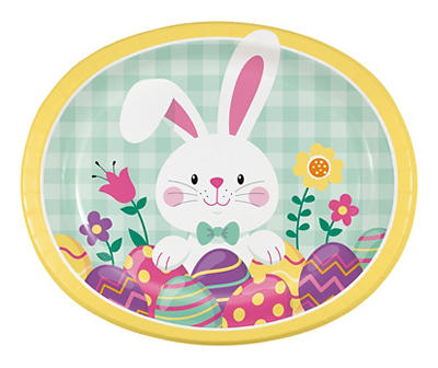 Bunny Plaid Paper Platter Plates, 8-Count