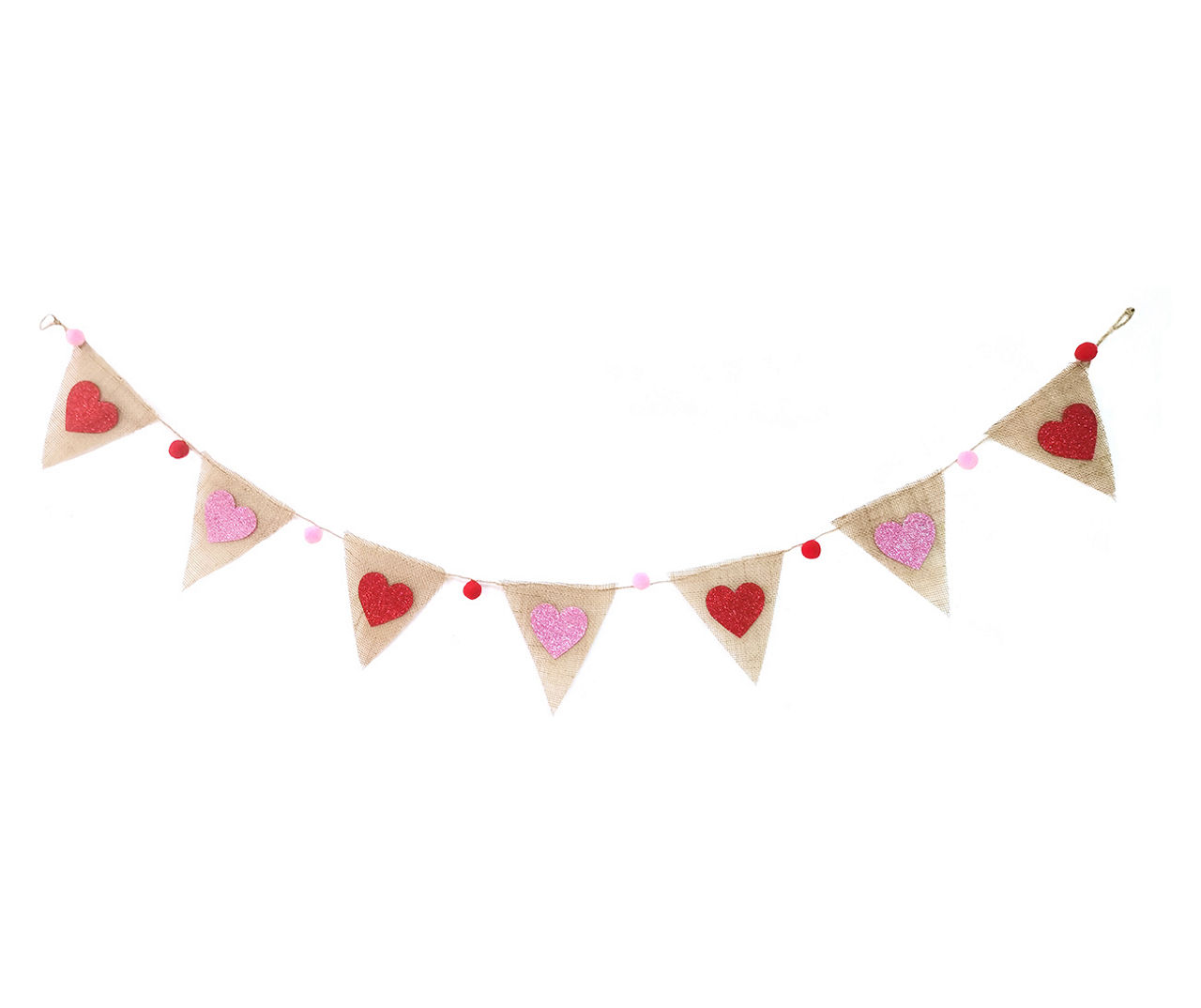 Big Lots 6' Red & Pink Glitter Heart Flag Banner | Big Lots