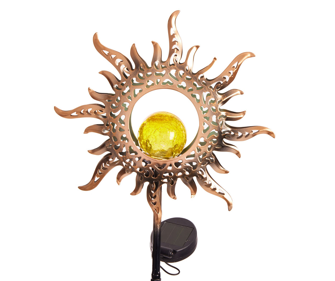 Black & Bronze Sun Solar Shepherd Hook Yard Stake