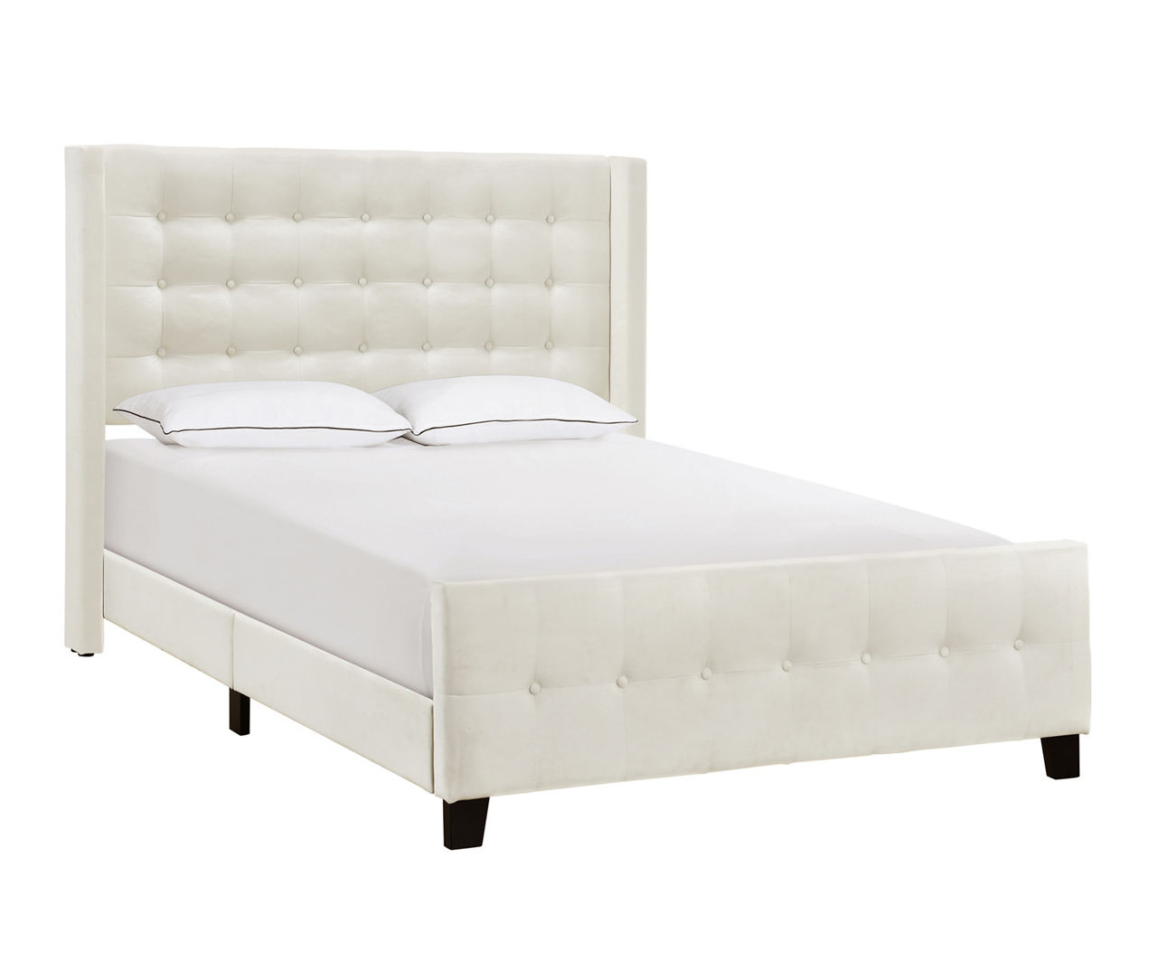 Ivory Modern Wing Upholstered Queen Bed Big Lots