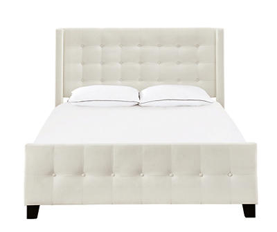 Ivory Modern Wing Upholstered Queen Bed