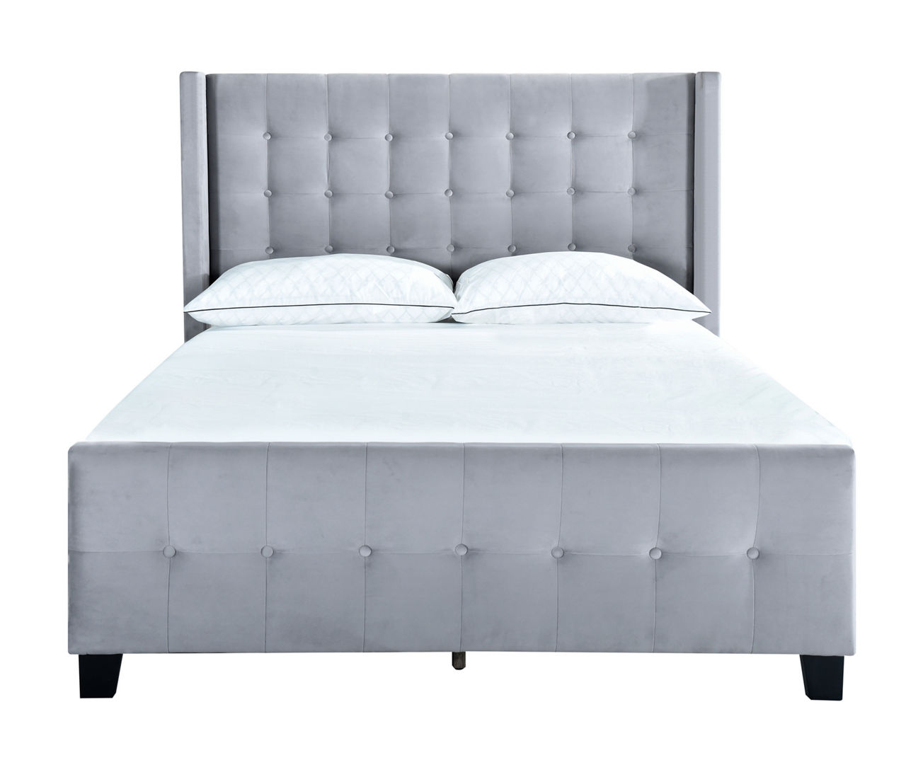 Dove Gray Modern Wing Upholstered Queen Bed Big Lots