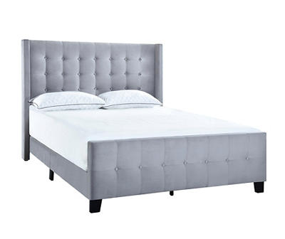 Dove Gray Modern Wing Upholstered Queen Bed