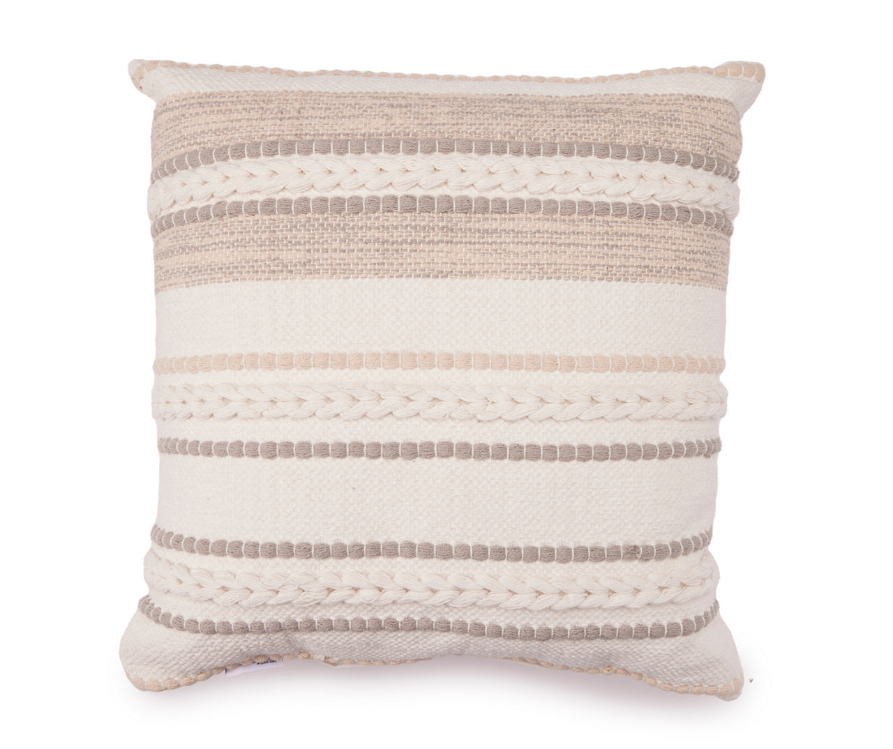 Broyhill White & Tan Woven Dot Stripe Throw Pillow