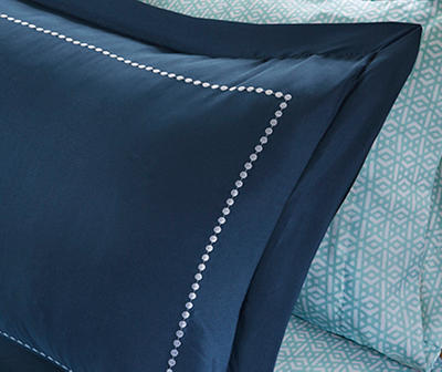 Blaire Navy & Aqua Boho Medallion Twin XL 8-Piece Comforter Set