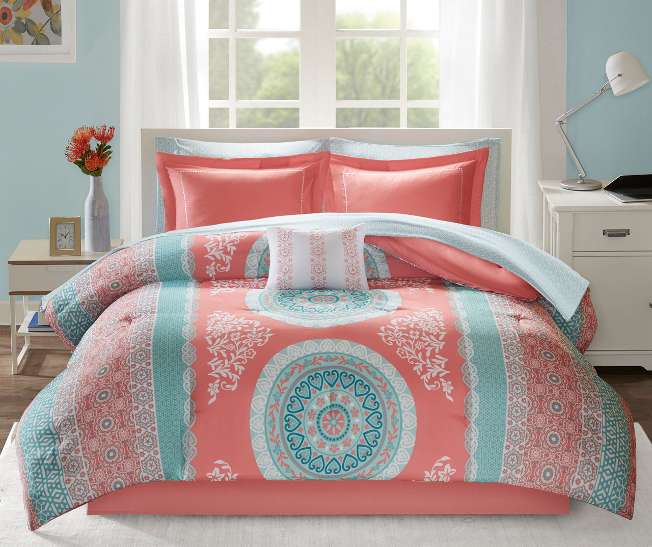 Pink Cora Floral Comforter Set (Twin/Twin XL) 3pc