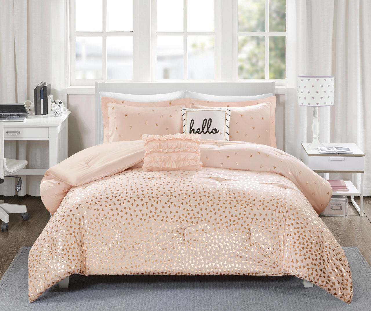 Rose gold deals queen comforter set