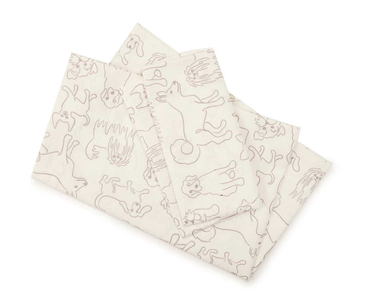 Cream & Gray Dog Pattern Queen 4-Piece Sheet Set