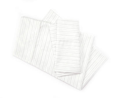 White & Gray Stripe King 4-Piece Sheet Set