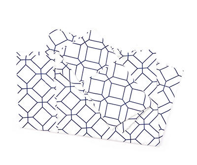 White & Blue Geometric Queen 4-Piece Sheet Set