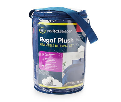 Blue Regal Plush Reversible Twin/Full 3-Piece Comforter Set