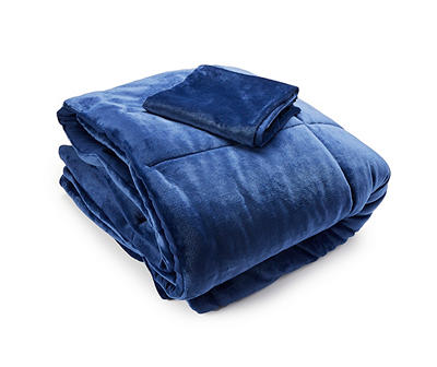 Blue Regal Plush Reversible Queen/King 3-Piece Comforter Set