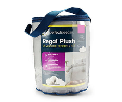 Gray Regal Plush Reversible Queen/King 3-Piece Comforter Set