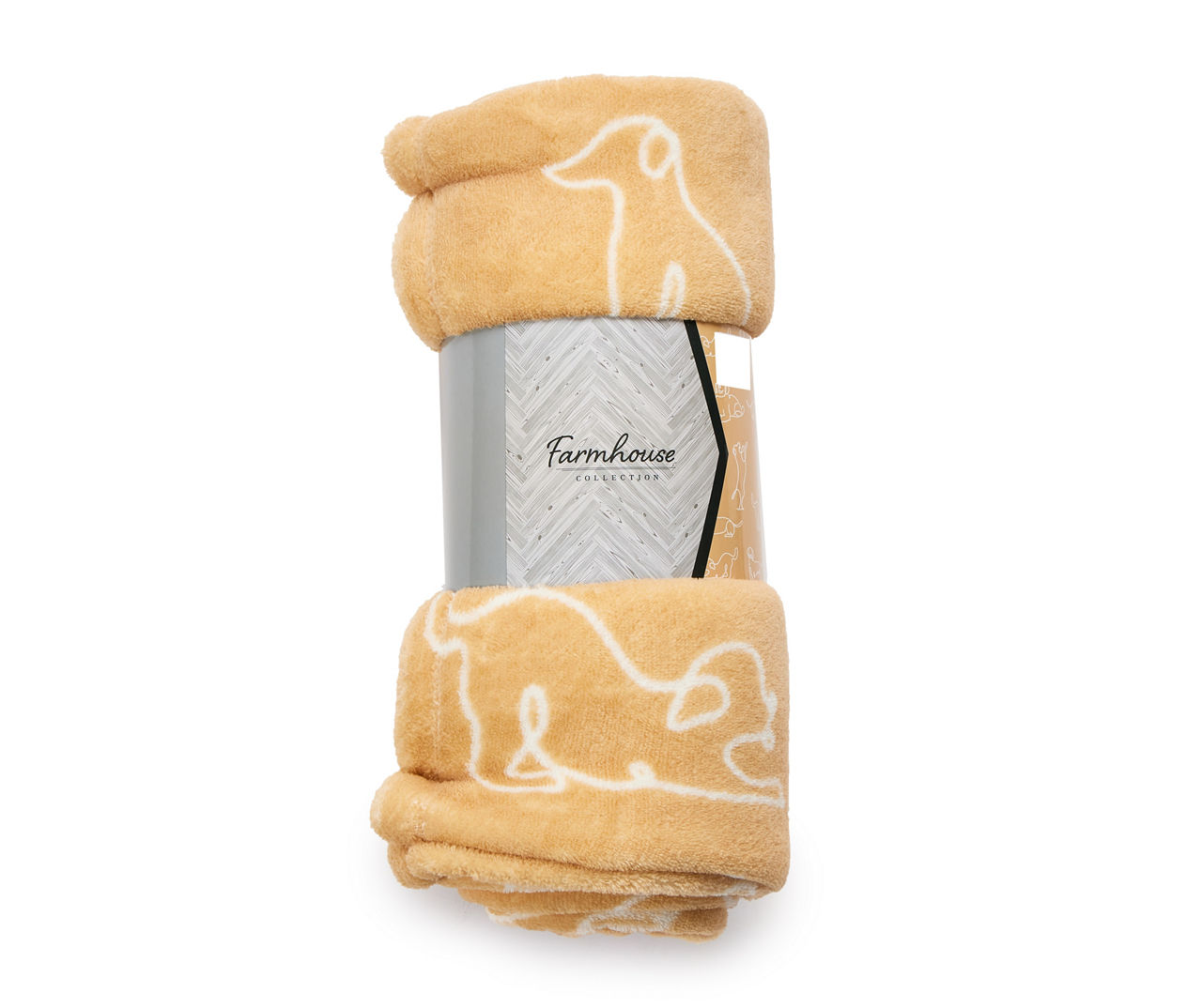 Farmhouse Collection Tan & White Dog Pattern Fleece Throw, (50" x 60")