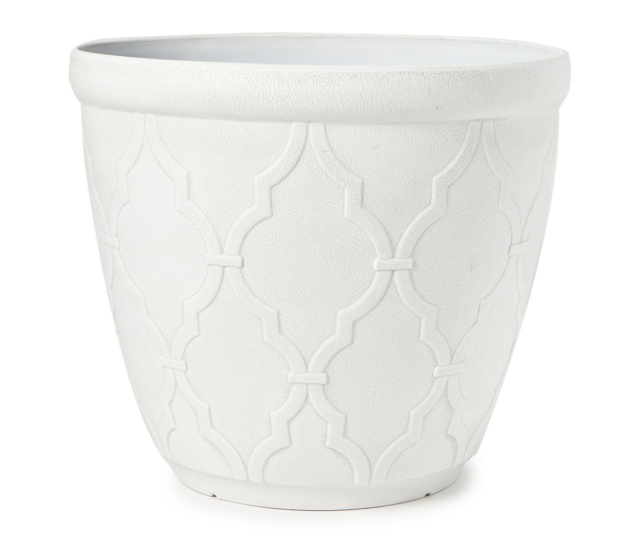 15 9 White Quatrefoil Resin Planter Big Lots   810590948 A0 1