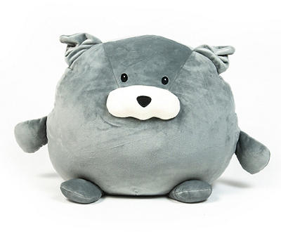 Gray Dog Ready to Hug Round Plush