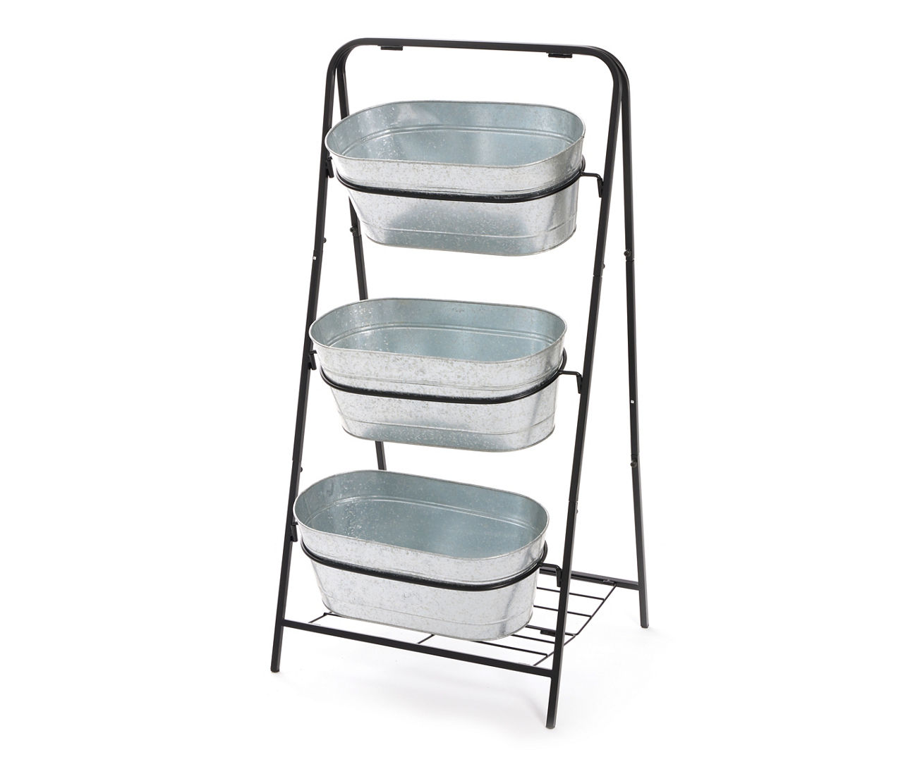 Tiered Storage Stand With Metal Buckets