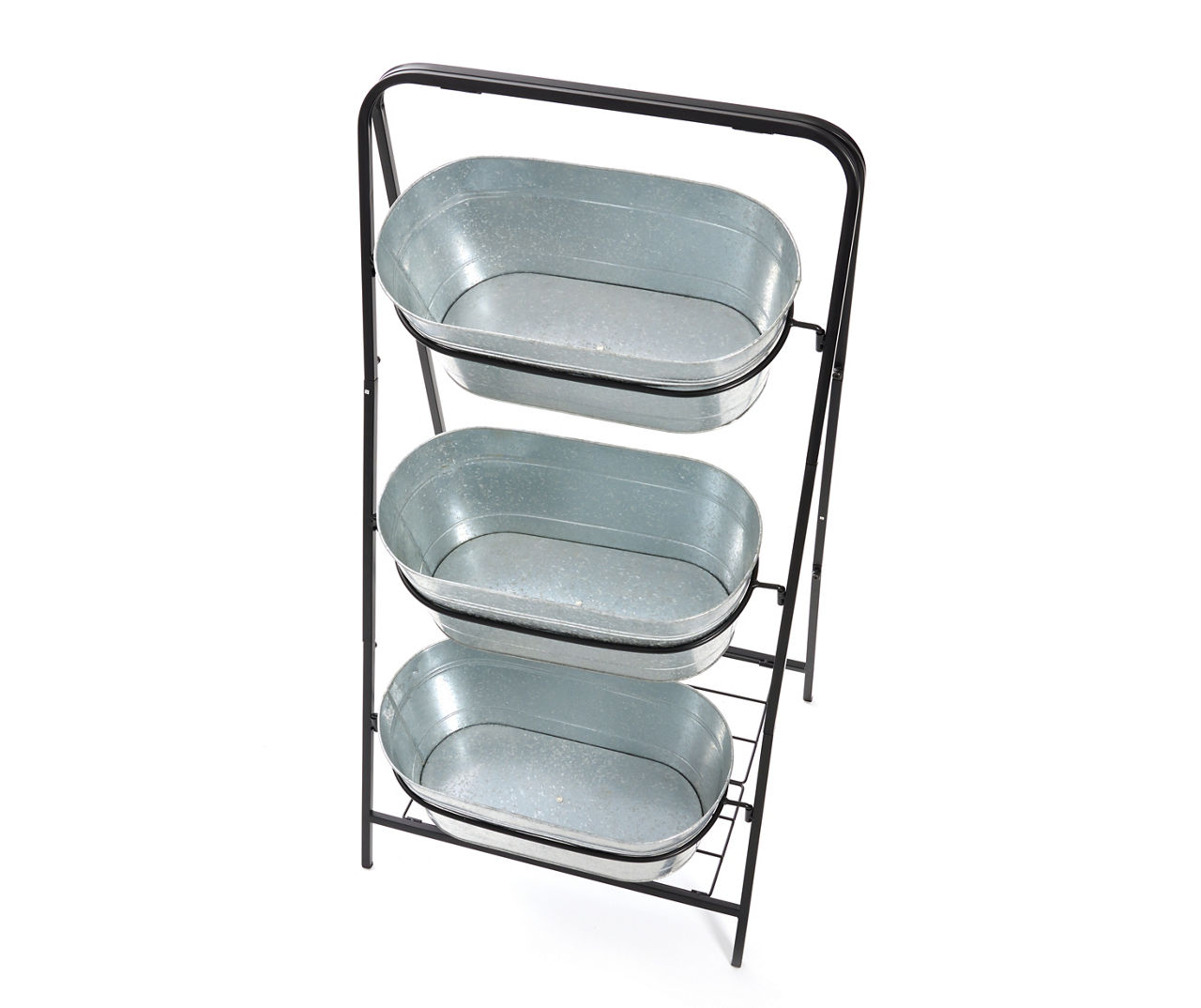 Gardener's Supply Company Galvanized Triple Planter Stand With