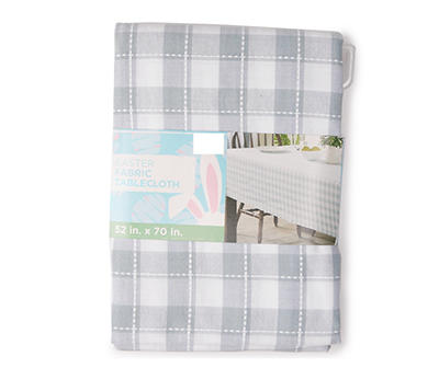 Blue & White Plaid Easter Fabric Tablecloth