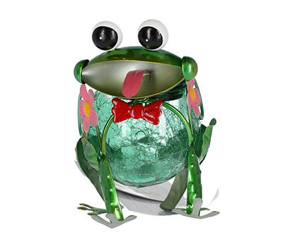 LED Solar Crackle Ball Frog