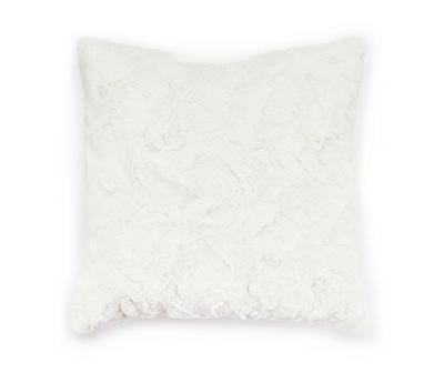 Coconut Milk Textured Faux Fur Square Throw Pillow