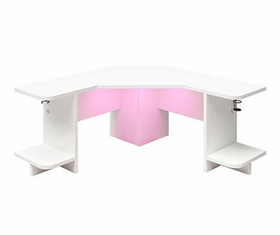 NTense Mod White LED Corner Gaming Desk
