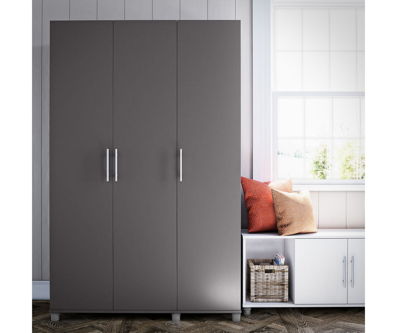 Colwyn Graphite Gray 3-Door Storage Wardrobe