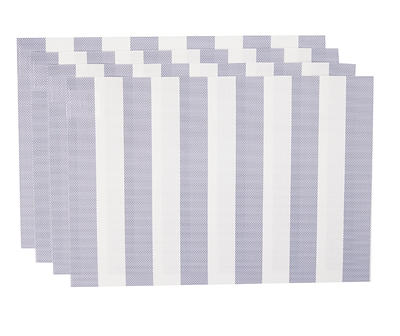 White & Blue Stripe Placemats, 4-Pack