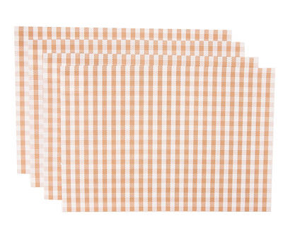 White & Tan Gingham Placemats, 4-Pack