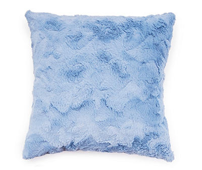 Windward Blue Textured Faux Fur Square Throw Pillow