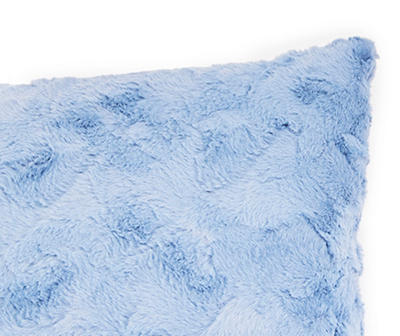 Windward Blue Textured Faux Fur Square Throw Pillow