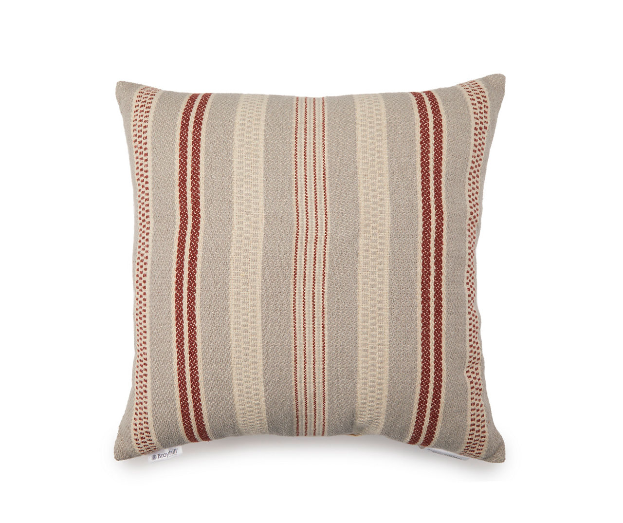 Broyhill Gray & Red Stripe Throw Pillow