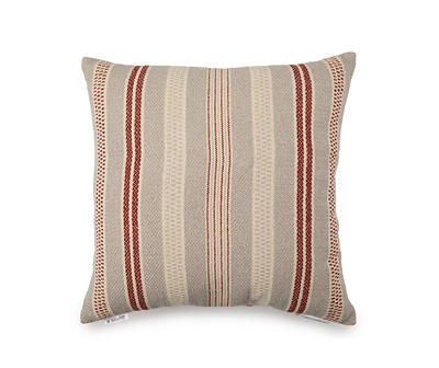 Gray & Red Stripe Throw Pillow
