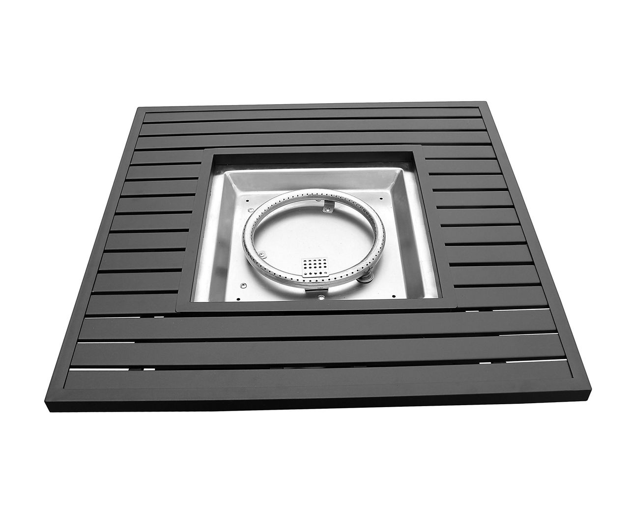 Black Slat-Top Gas Fire Pit