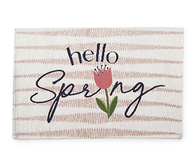 "Hello Spring" White & Pink Tulip Ikat Fabric Placemat