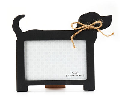 Black Dog & Bow Tabletop Photo Frame, (4