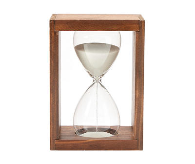White Sand Hourglass in Brown Wood Frame