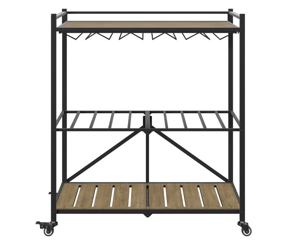 Willow River Jayden Taupe & Black Metal Folding Bar Cart Big Lots