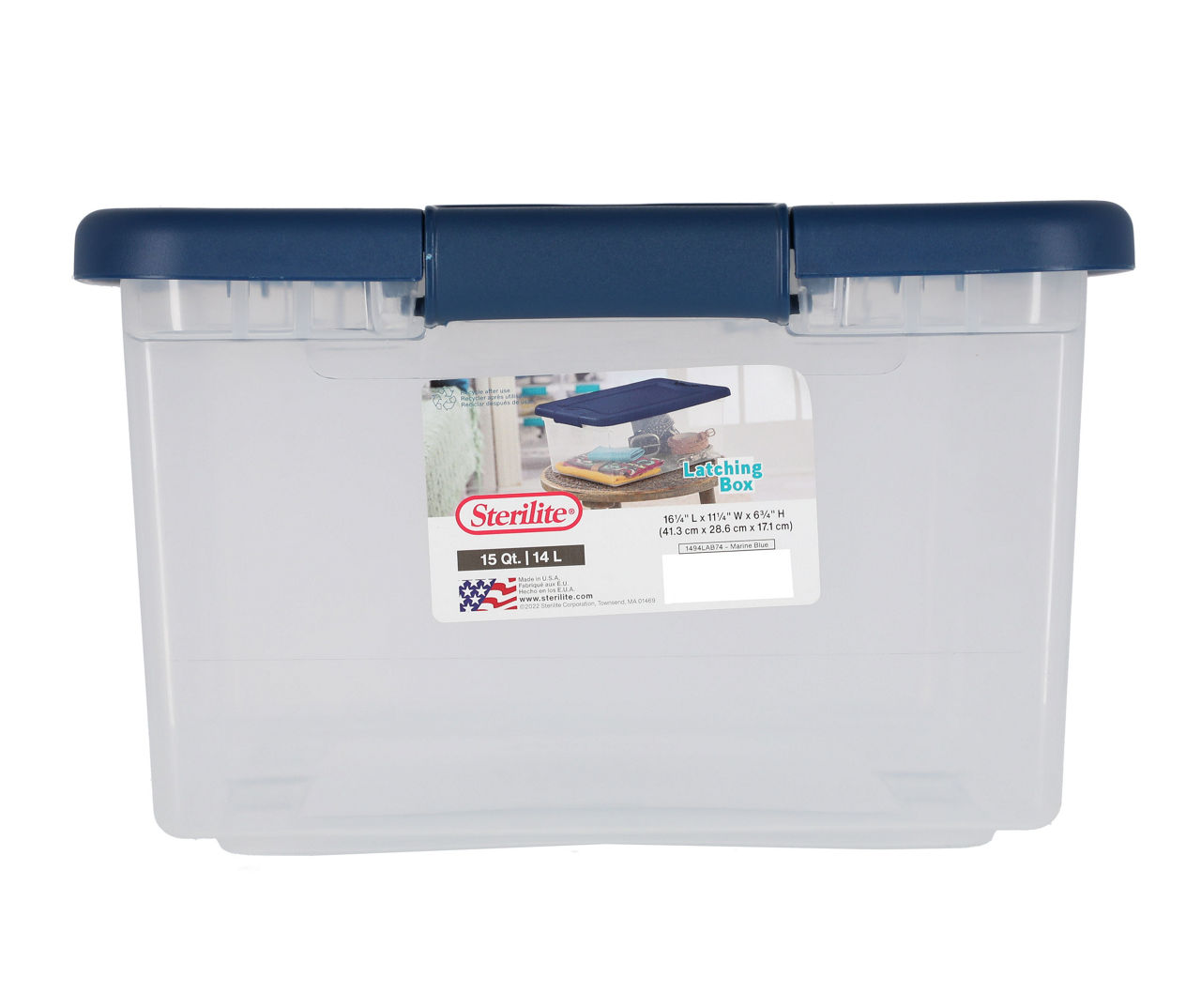 Sterilite 15 Qt. Plastic Stackable Storage Container Tote with Lid