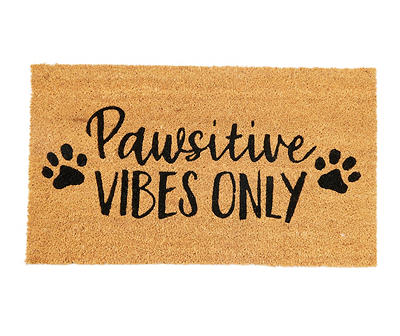 "Positive Vibes Only" Tan & Black Coir Doormat