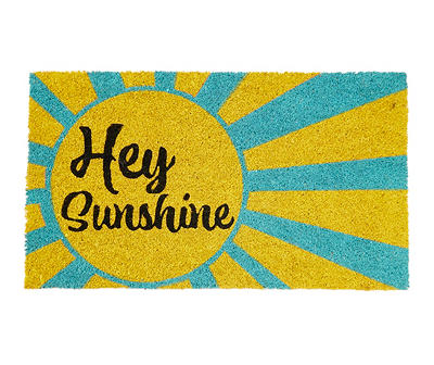 "Hey Sunshine" Yellow & Blue Coir Doomat