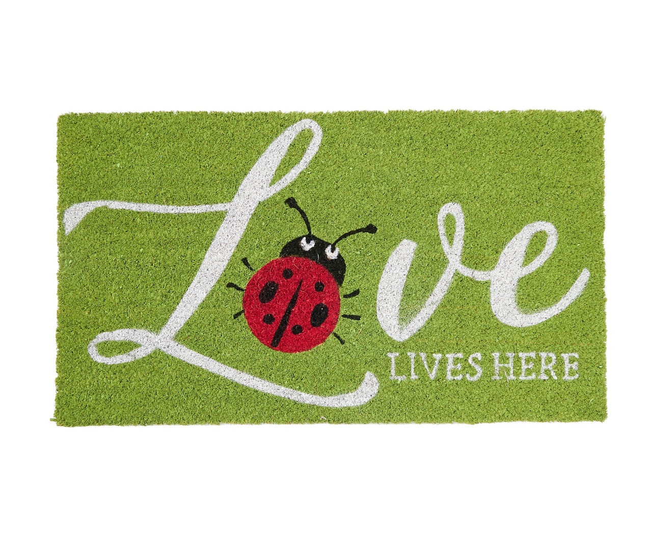 "Love Lives Here" Green Ladybug Coir Doormat Big Lots