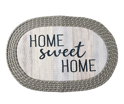 "Home Sweet Home" Gray Braided Accent Rug, (18" x 27")