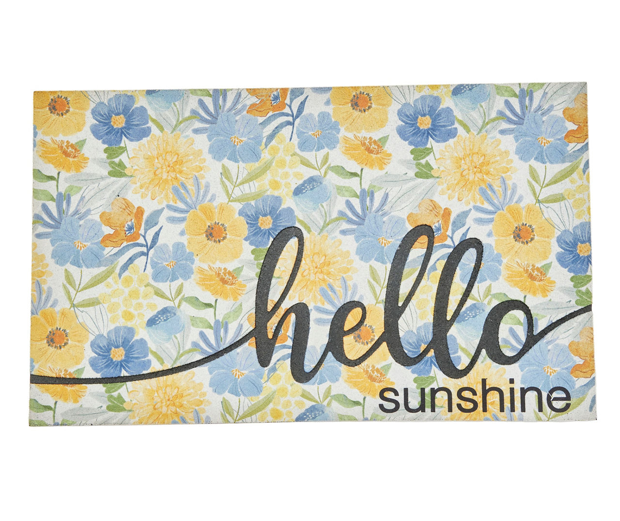 "Hello Sunshine" Blue & Yellow Floral Doormat Big Lots