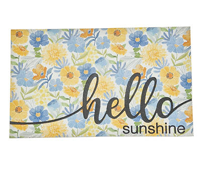 "Hello Sunshine" Blue & Yellow Floral Doormat