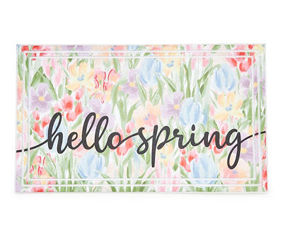 "Hello Spring" Floral Doormat, (18" x 30")